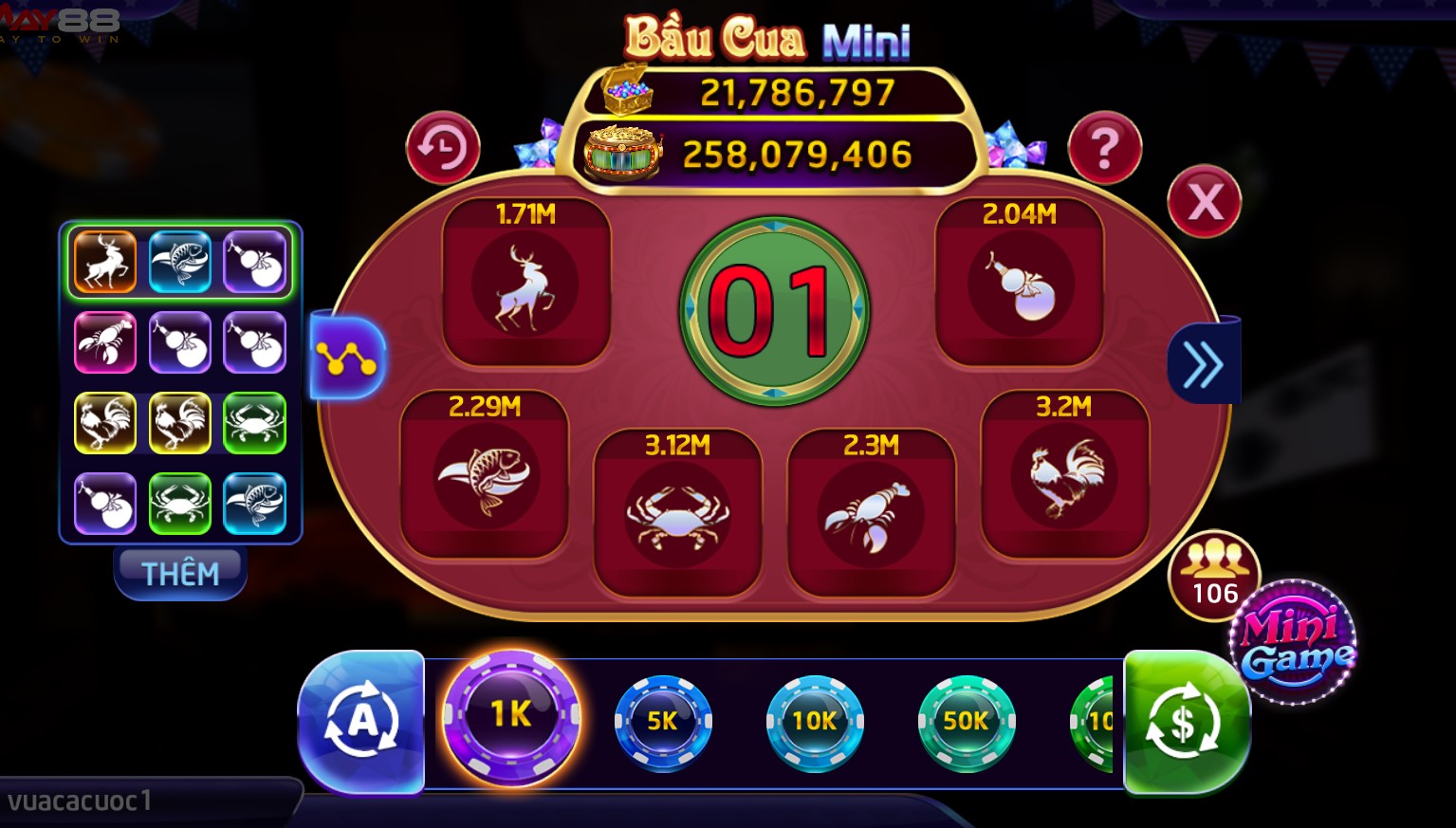 Giới thiệu về game bầu cua mini tại nhà cái May88