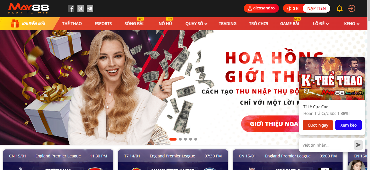 Nhà cái May88 cực uy tín và hấp dẫn khi cá cược thể thao